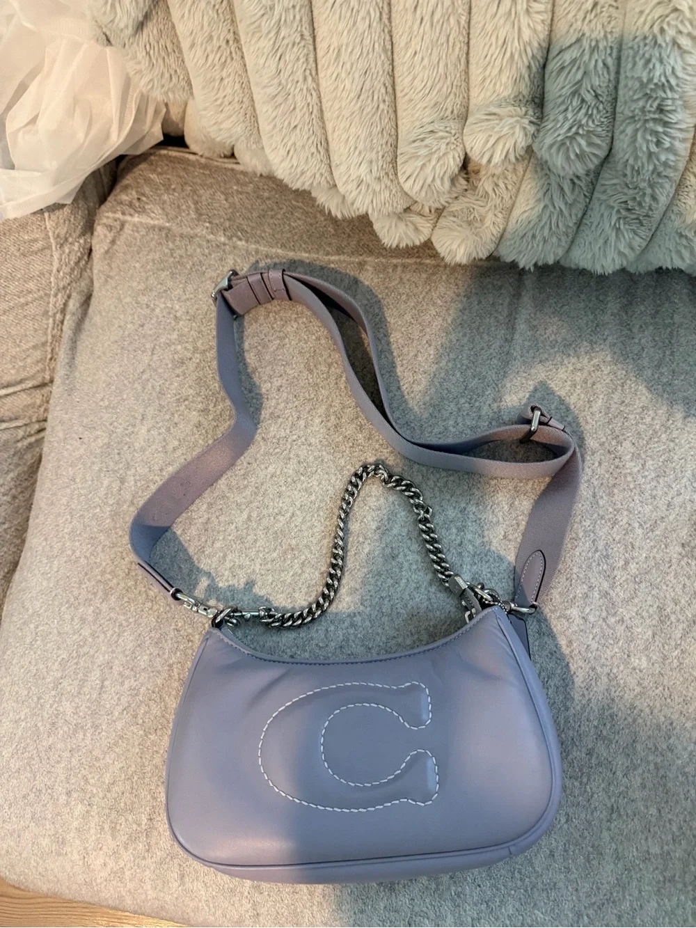 Coach lilac pillow tabby Leather Shoulder Bag with Chain and Webbing Strap